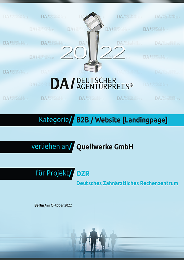 Quellwerke Urkunde DA 2022 - B2B Website Landingpage