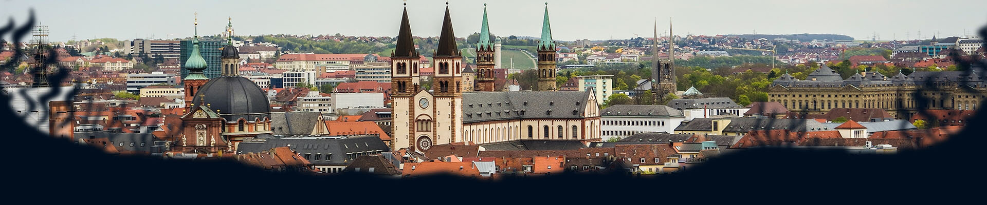 Kopfgrafik mit Blick auf Würzburg