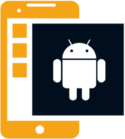 Smartphone mit vorangestelltem Android Logo